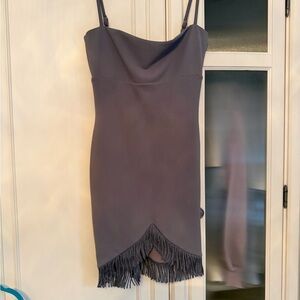 Nookie Elegant Gray Fringe Hem Dress